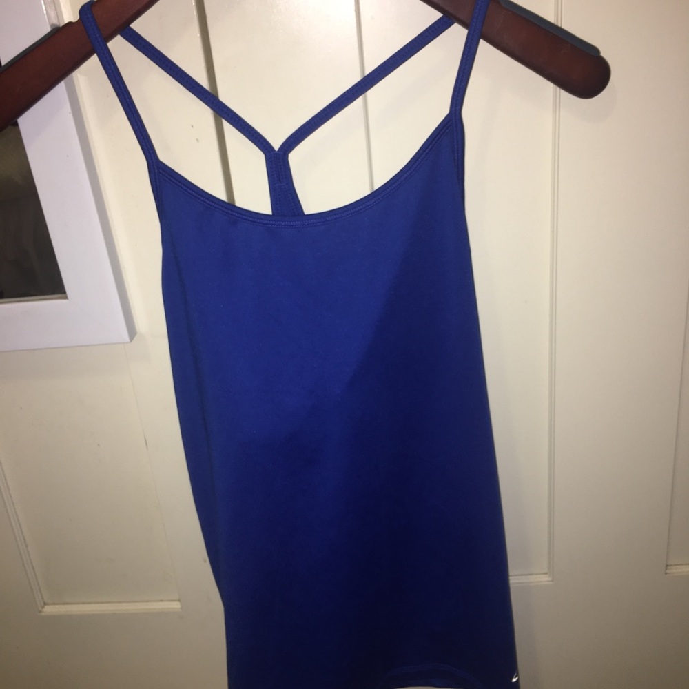 Blue dri fit material work out tank top